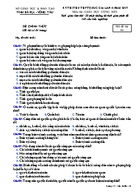 Đề thi thử THPT Quốc gia lần II môn Giáo dục công dân năm 2017 - Mã đề 14 - Sở GD & ĐT Bà Rịa - Vũng Tàu