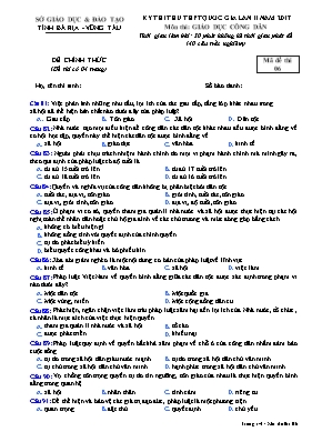 Đề thi thử THPT Quốc gia lần II môn Giáo dục công dân năm 2017 - Mã đề 06 - Sở GD & ĐT Bà Rịa - Vũng Tàu