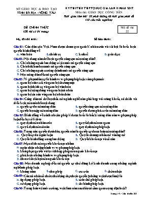 Đề thi thử THPT Quốc gia lần II môn Giáo dục công dân năm 2017 - Mã đề 22 - Sở GD & ĐT Bà Rịa - Vũng Tàu