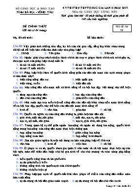 Đề thi thử THPT Quốc gia lần II môn Giáo dục công dân năm 2017 - Mã đề 01 - Sở GD & ĐT Bà Rịa - Vũng Tàu