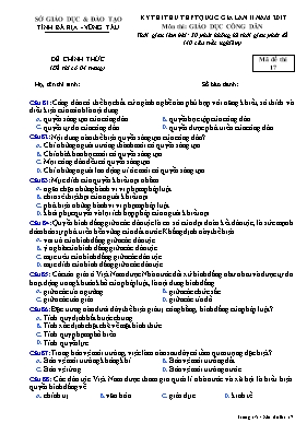 Đề thi thử THPT Quốc gia lần II môn Giáo dục công dân năm 2017 - Mã đề 17 - Sở GD & ĐT Bà Rịa - Vũng Tàu