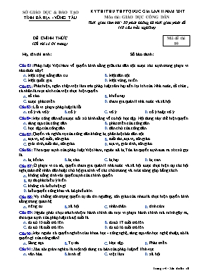 Đề thi thử THPT Quốc gia lần II môn Giáo dục công dân năm 2017 - Mã đề 10 - Sở GD & ĐT Bà Rịa - Vũng Tàu