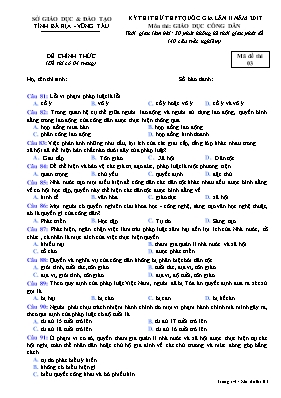 Đề thi thử THPT Quốc gia lần II môn Giáo dục công dân năm 2017 - Mã đề 03 - Sở GD & ĐT Bà Rịa - Vũng Tàu