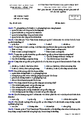 Đề thi thử THPT Quốc gia lần II môn Giáo dục công dân năm 2017 - Mã đề 23 - Sở GD & ĐT Bà Rịa - Vũng Tàu