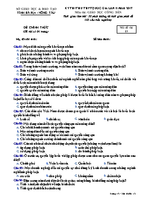 Đề thi thử THPT Quốc gia lần II môn Giáo dục công dân năm 2017 - Mã đề 15 - Sở GD & ĐT Bà Rịa - Vũng Tàu