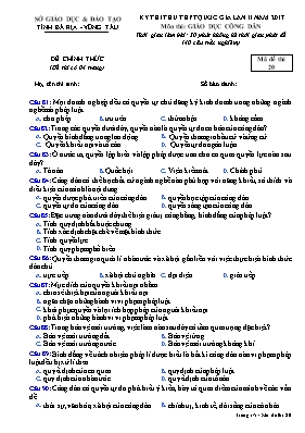 Đề thi thử THPT Quốc gia lần II môn Giáo dục công dân năm 2017 - Mã đề 20 - Sở GD & ĐT Bà Rịa - Vũng Tàu