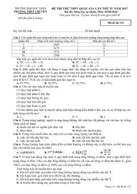 Đề thi thử THPT Quốc gia lần IV môn Sinh học năm 2017 - Mã đề 132 - Đại học Vinh