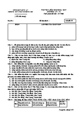 Đề thi thử THPT Quốc gia môn Địa lý - Mã đề 377 - Năm học 2016-2017 - Trường THPT Nguyễn Công Trứ