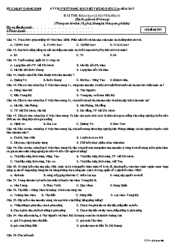 Đề thi thử THPT Quốc gia môn Địa lý năm 2017 