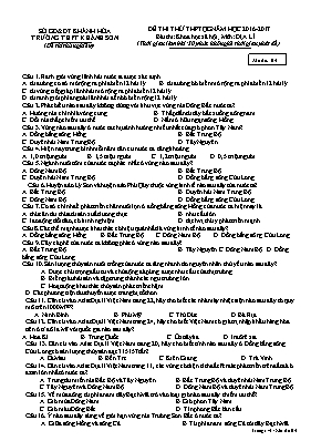 Đề thi thử THPT Quốc gia môn Địa lý năm 2017 