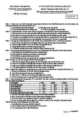 Đề thi thử THPT Quốc gia môn Địa lý năm 2017 