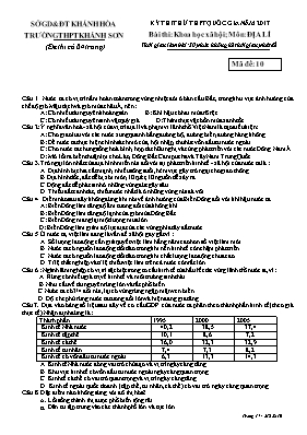 Đề thi thử THPT Quốc gia môn Địa lý năm 2017 