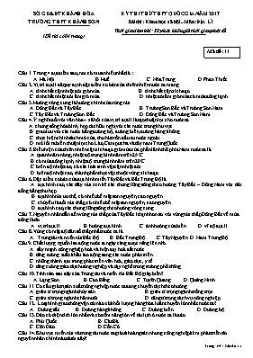Đề thi thử THPT Quốc gia môn Địa lý năm 2017 