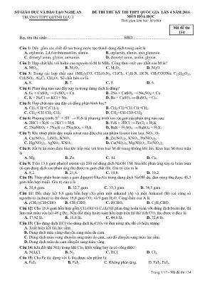 Đề thi thử THPT Quốc gia môn Hóa học lần 4 nă