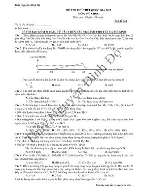 Đề thi thử THPT Quốc gia môn Hóa học năm 2015