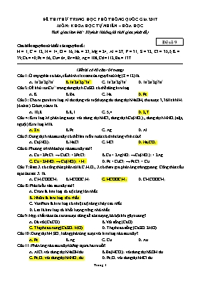 Đề thi thử THPT Quốc gia môn Hóa học năm 2017