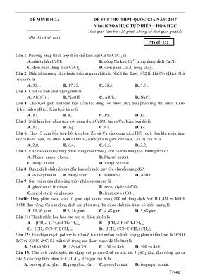 Đề thi thử THPT Quốc gia môn Hóa học năm 2017