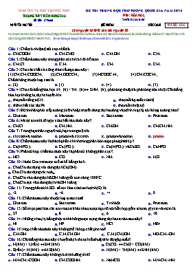 Đề thi thử THPT Quốc gia môn Hóa học năm 2018