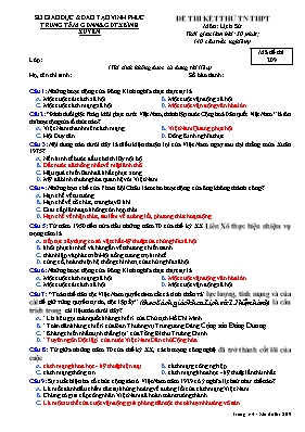 Đề thi thử THPT Quốc gia môn Lịch sử - Mã đề 