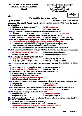Đề thi thử THPT Quốc gia môn Lịch sử - Mã đề 