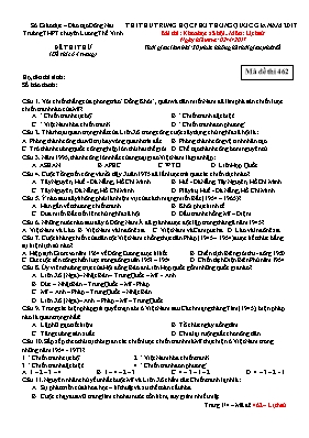 Đề thi thử THPT Quốc gia môn Lịch sử năm 2017