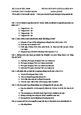 Đề thi thử THPT Quốc gia môn Lịch sử năm 2017