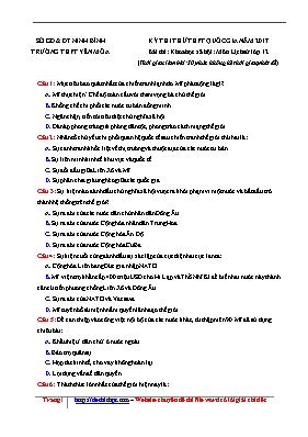 Đề thi thử THPT Quốc gia môn Lịch sử năm 2017 - Trường THPT Yên Mô A