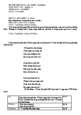 Đề thi thử THPT Quốc gia môn Ngữ văn năm 2016 (Có đáp án)