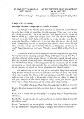 Đề thi thử THPT Quốc gia môn Ngữ văn năm 2017