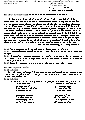 Đề thi thử THPT Quốc gia môn Ngữ văn năm 2017