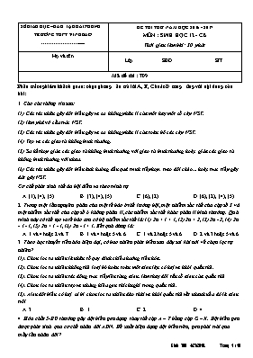 Đề thi thử THPT Quốc gia môn Sinh học - Mã đề 709 - Năm học 2016-2017 - Trường THPT Vĩnh Bảo