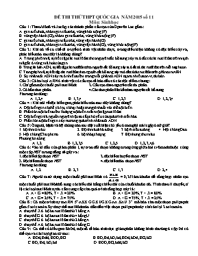 Đề thi thử THPT Quốc gia môn Sinh học năm 2015 - Đề số 11