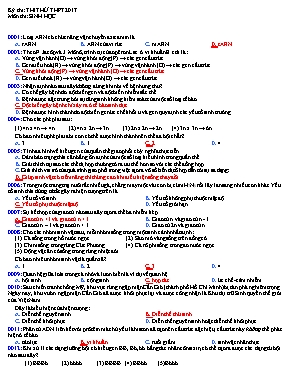 Đề thi thử THPT Quốc gia môn Sinh học năm 2017 (Kèm đáp án)