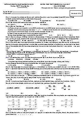 Đề thi thử THPT Quốc gia môn Sinh học năm 2017 - Mã đề 213 - Trường THPT Tăng Bạt Hổ