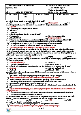 Đề thi thử THPT Quốc gia môn Sinh học năm 2017 - Mã đề 381 - Trường THCS và THPT Cô Tô (Có đáp án)