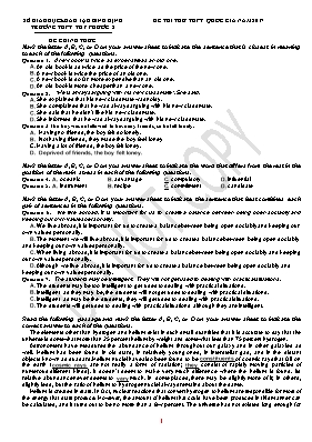 Đề thi thử THPT Quốc gia môn Tiếng Anh năm 20