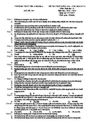 Đề thi thử THPT Quốc gia và thi học kỳ 2 môn Sinh học - Mã đề 274 - Năm học 2016-2017 - Trường THPT Yên Khánh A
