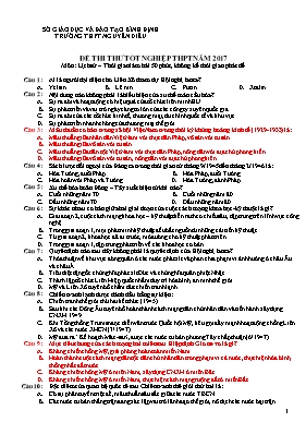 Đề thi thử Tốt nghiệp THPT môn Lịch sử năm 20