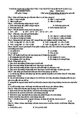 Đề thi thử Tốt nghiệp THPT Quốc gia môn Sinh học - Trường THPT Nguyễn Văn Trỗi (Có đáp án)