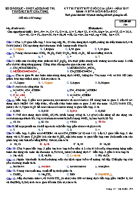 Đề thi thử Trung học phổ thông Quốc gia lần 1 môn Hóa học năm 2017 - Mã đề 194 - Trường THPT Cửa Tùng (Có đáp án)