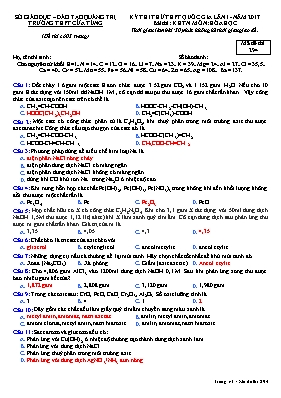Đề thi thử Trung học phổ thông Quốc gia lần 1 môn Hóa học năm 2017 - Mã đề 294 - Trường THPT Cửa Tùng