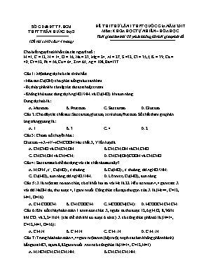 Đề thi thử Trung học phổ thông Quốc gia lần 1 môn Hóa học năm 2017 - Trường THPT Trần Hưng Đạo (Có đáp án)
