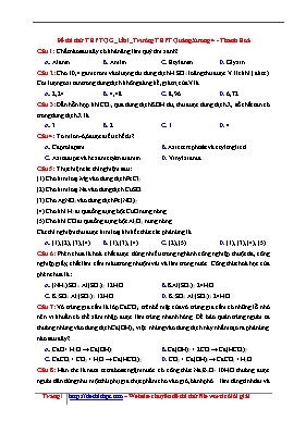 Đề thi thử Trung học phổ thông Quốc gia lần 1 môn Hóa học năm 2017 - Trường THPT Quảng Xương 4 (Có đáp án)