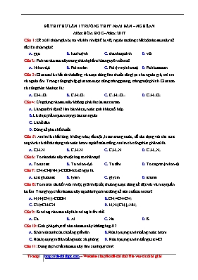 Đề thi thử Trung học phổ thông Quốc gia lần 1 môn Hóa học năm 2017 - Trường THPT Nam Đàn (Có đáp án)