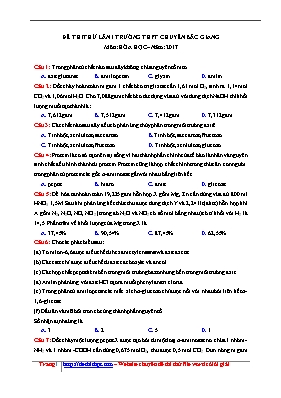Đề thi thử Trung học phổ thông Quốc gia lần 1 môn Hóa học - Năm học 2016-2017 - Trường THPT chuyên Bắc Giang (Có đáp án)