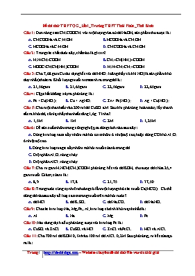Đề thi thử Trung học phổ thông Quốc gia lần 1 môn Hóa học năm 2017 - Trường THPT Thái Phúc (Có đáp án)