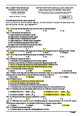 Đề thi thử Trung học phổ thông Quốc gia lần 1 môn Hóa học năm 2017 - Mã đề 132 - Trường THPT chuyên Lương Thế Vinh (Có đáp án)