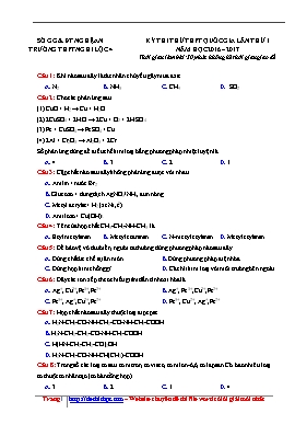 Đề thi thử Trung học phổ thông Quốc gia lần 1 môn Hóa học - Năm học 2016-2017 - Trường THPT Nghi Lộc 4 (Có đáp án)