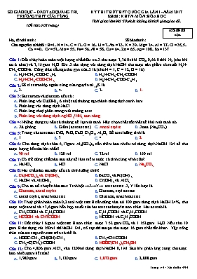 Đề thi thử Trung học phổ thông Quốc gia lần 1 môn Hóa học năm 2017 - Mã đề 494 - Trường THPT Cửa Tùng