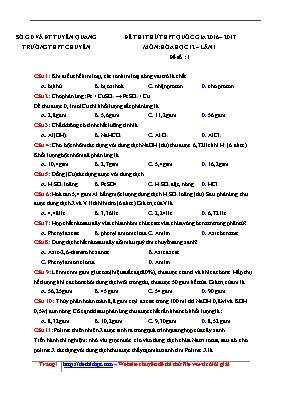 Đề thi thử Trung học phổ thông Quốc gia lần 1 môn Hóa học năm 2017 - Trường THPT chuyên Tuyên Quang (Có đáp án)